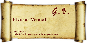 Glaser Vencel névjegykártya